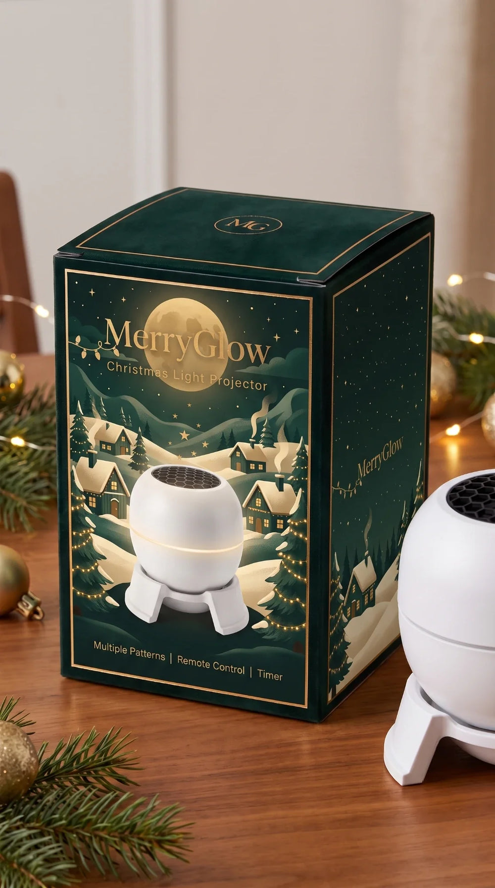 MerryGlow Christmas Light Projector gift box